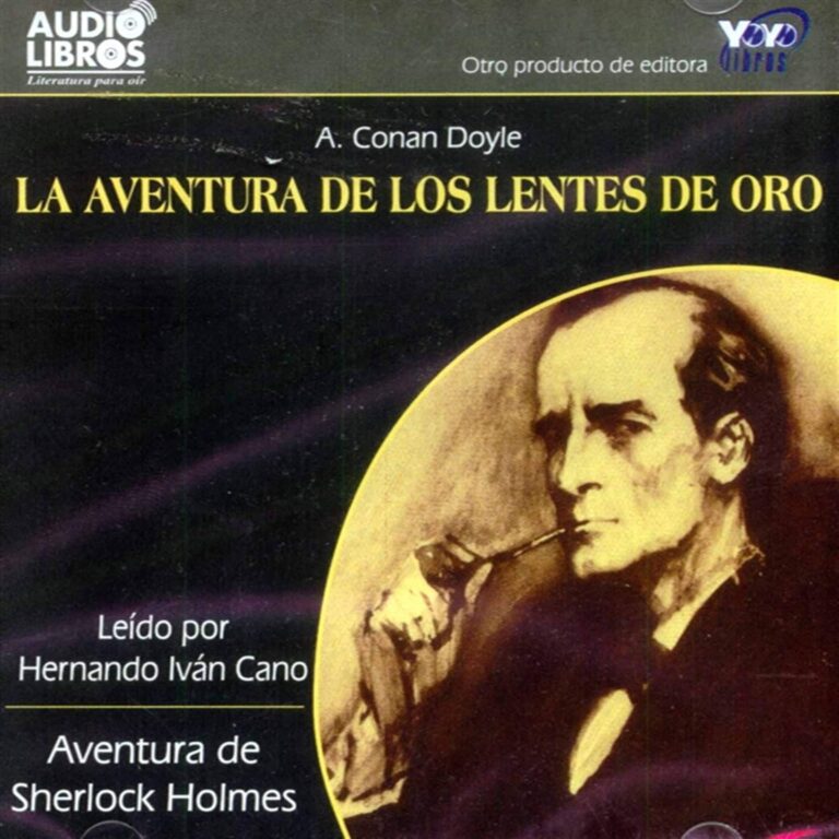 Portada de La Aventura de los Lentes de Oro, audiolibro narrado en español